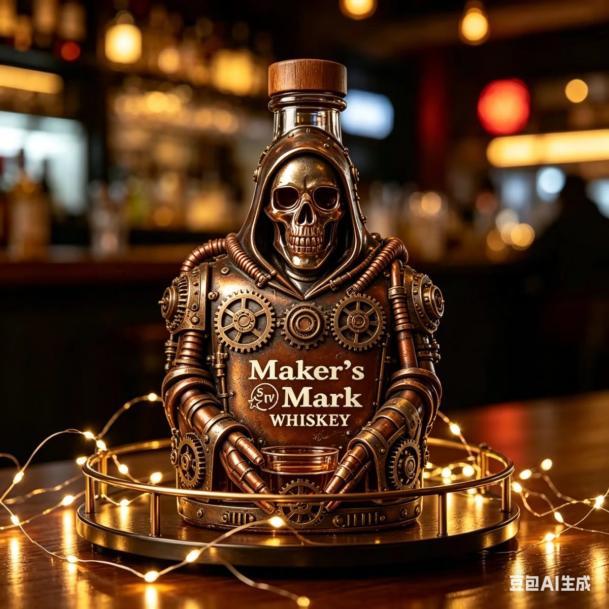 Creative Hooded Skeleton Whiskey Decanter Glass Bottle for Bar Party Liquor Collectible Ornament