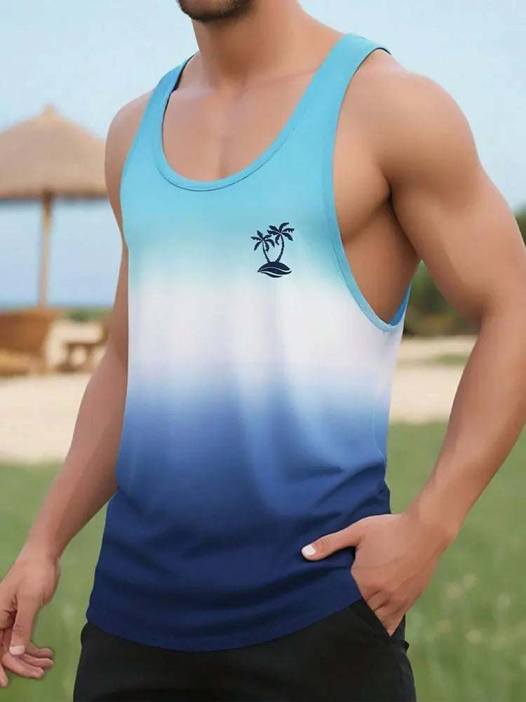 Summer Daily Casual Men's Sleeveless T-shirt Hawaiian Men's Tank Top Outdoor Beach Men's Tank Top Street Fashion Men's Tank Top