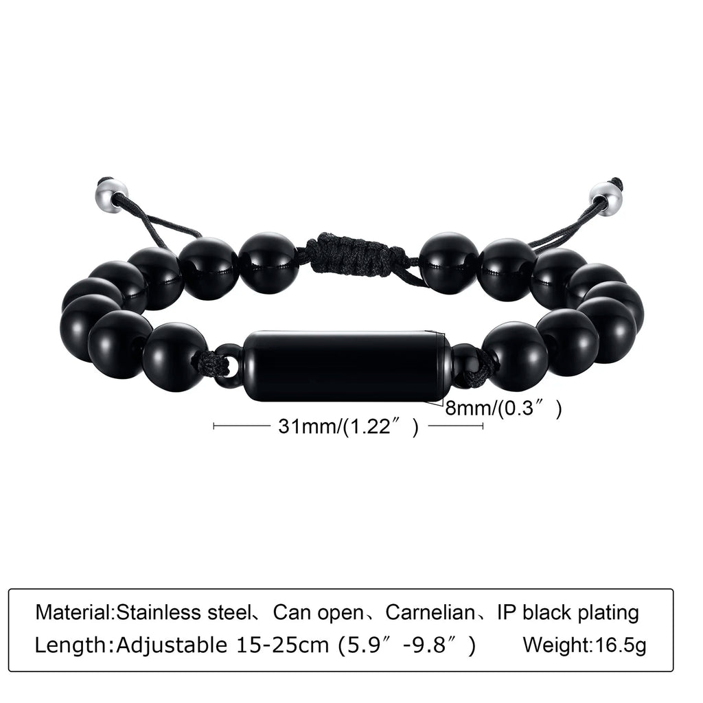 Men Bracelet, Urn Beaded Bracelets,Human or Pet Ashes,Cremation Jewelry for Men,Memorial Jewelry,Sympathy Gift