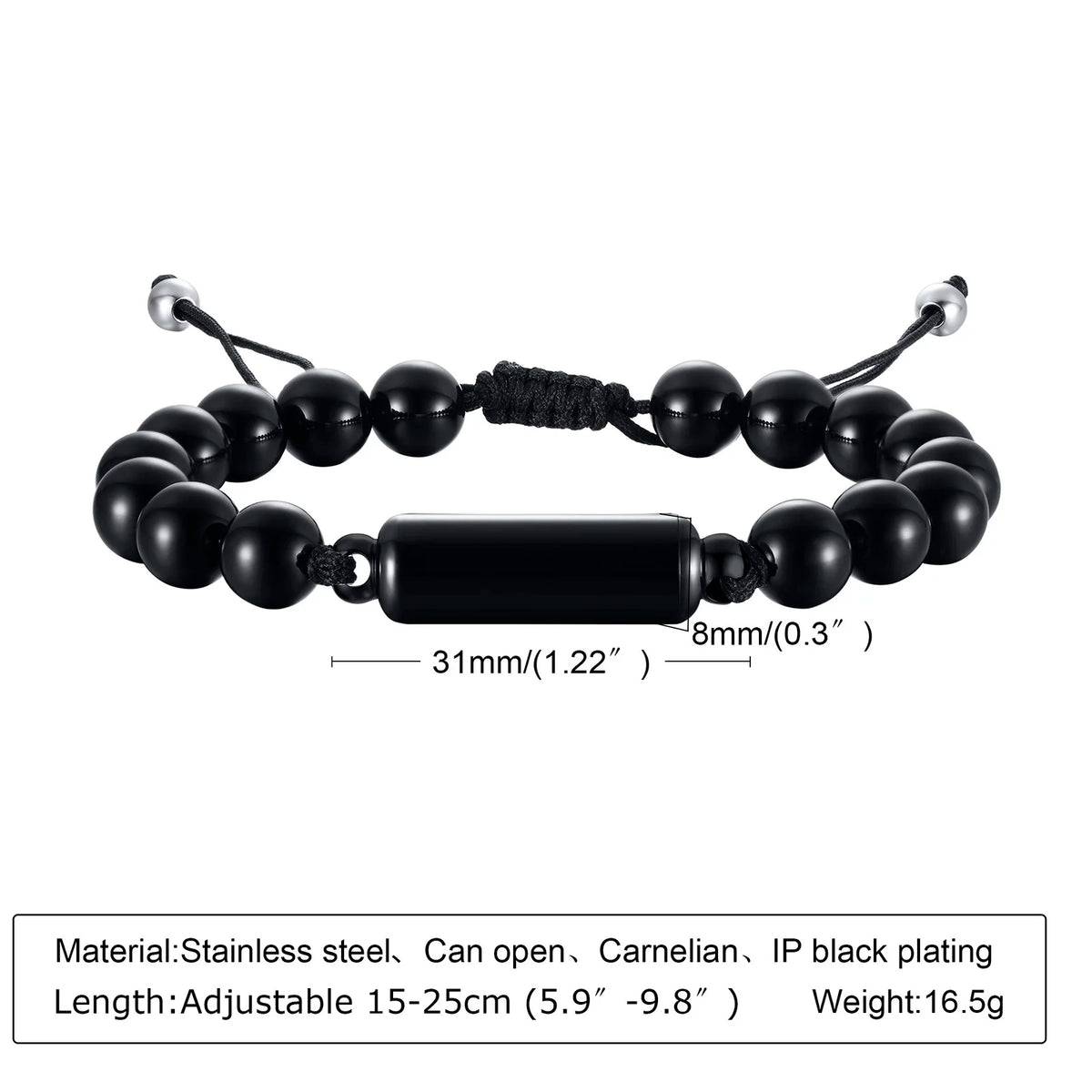 Men Bracelet, Urn Beaded Bracelets,Human or Pet Ashes,Cremation Jewelry for Men,Memorial Jewelry,Sympathy Gift