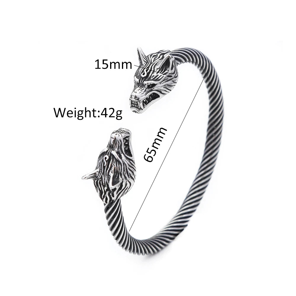 PENDRA Wolfduo Vintage Viking Double Wolf Bracelet