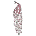 PENDRA Plume Rhinestone Tassel Peacock Brooch