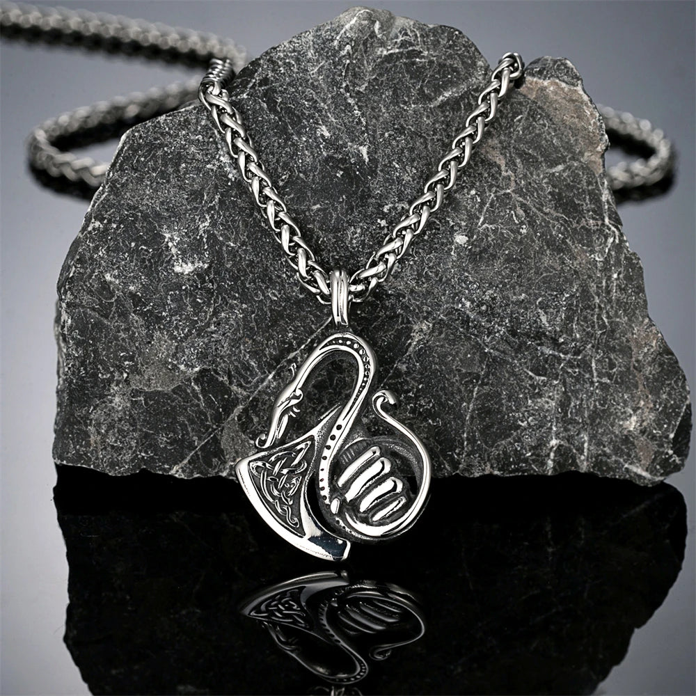 PENDRA Celtic Knot Rune Dragon Necklace