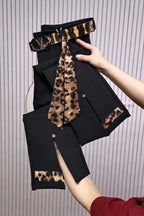 Spring Autumn new color blocking elastic micro bell pants for women high waist slim with leopard print flared cropped pants 2025