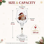 Christmas Themed Wine Goblet with Santa Pattern Clear Glass Cup for Party Home Table Decor