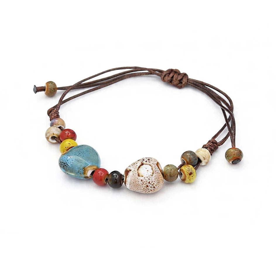 PENDRA Ceramica Light Blue Handmade Ceramic Beaded Bracelet