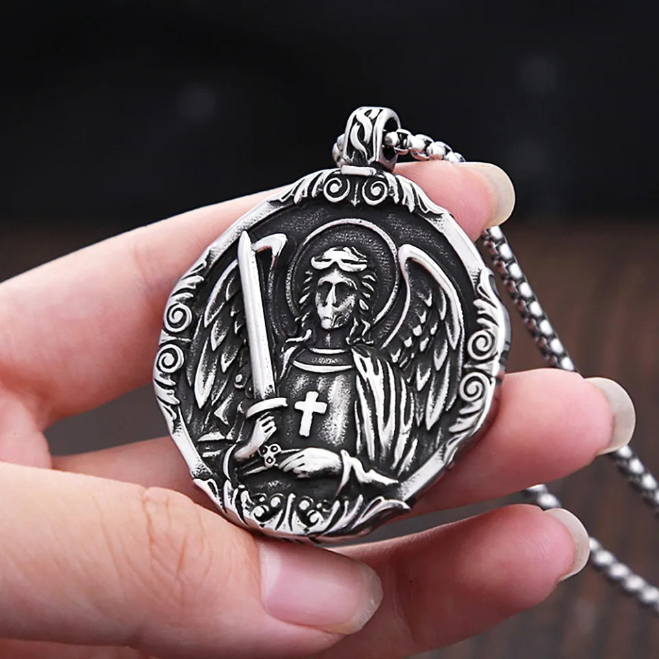 PENDRA Michaelguardian Vintage Saint Michael Angel Pendant Necklace