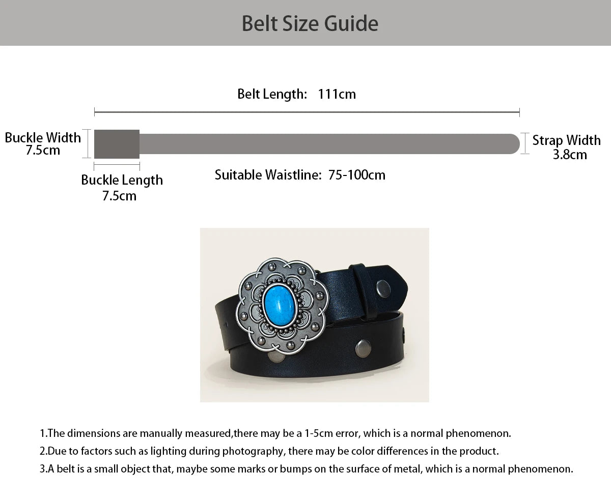 PENDRA Noraarae Leather Black Turquoise Buckle Turquoise Belt