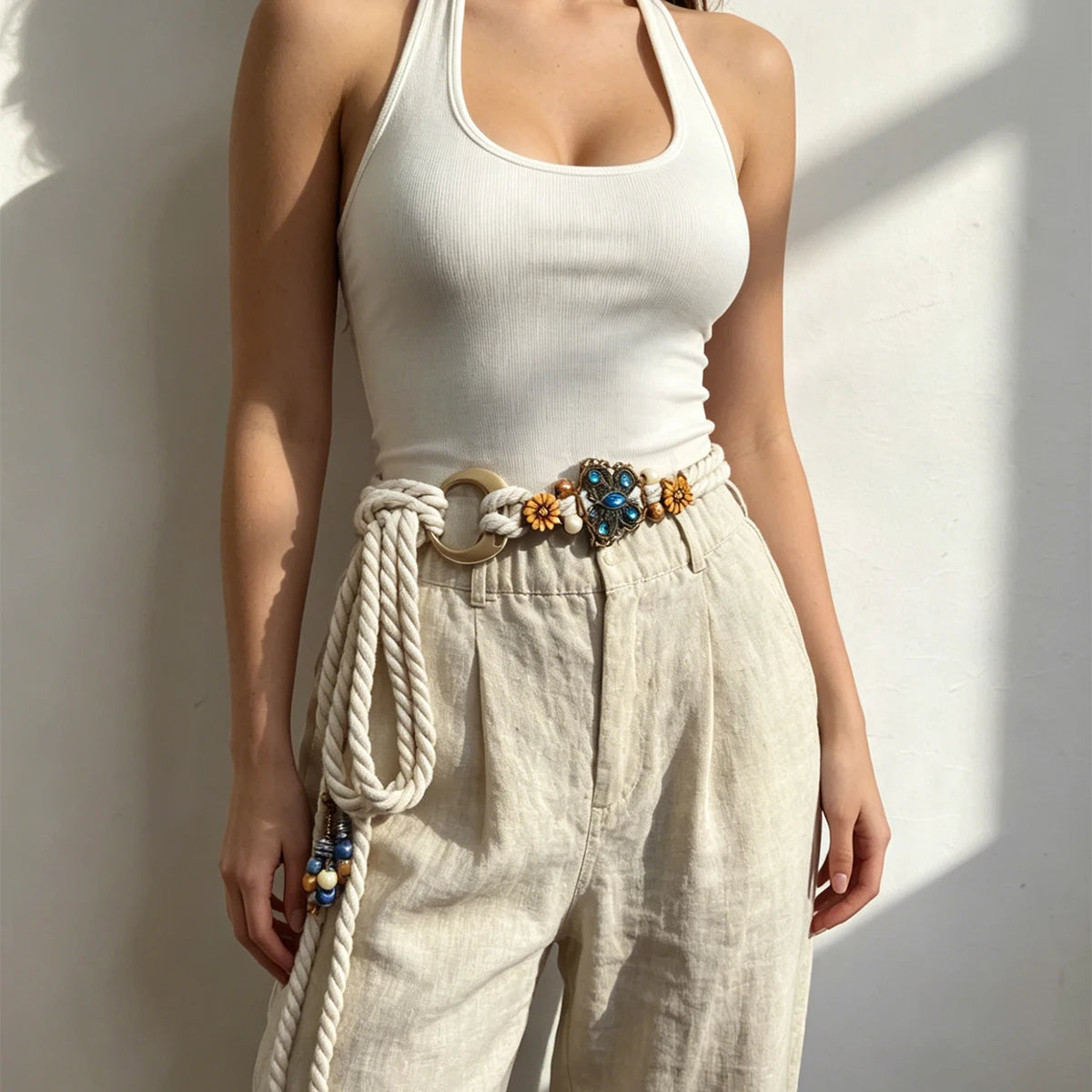 PENDRA Jadeelle Floral Boho Waist Chain Belt
