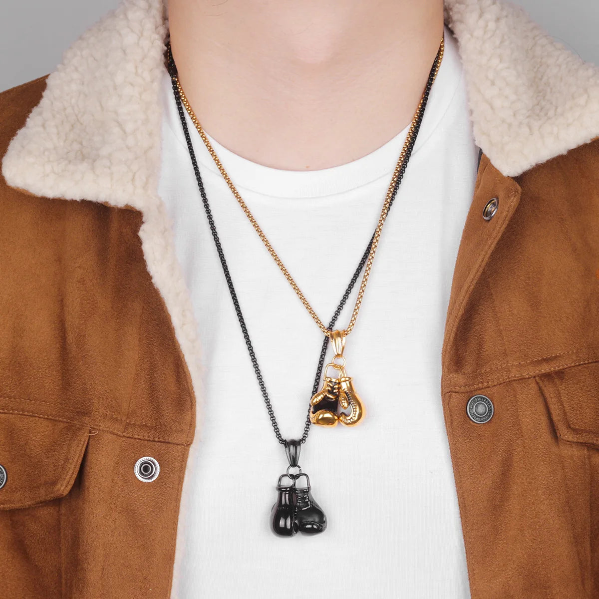 PENDRA Boxing Gloves Gym Steel Necklace