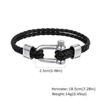 Stylish Leather Bracelet for Men Boys,Black Double Layers Leather Rope Bracelets,Trendy Jewelry Gifts to Dad Husband