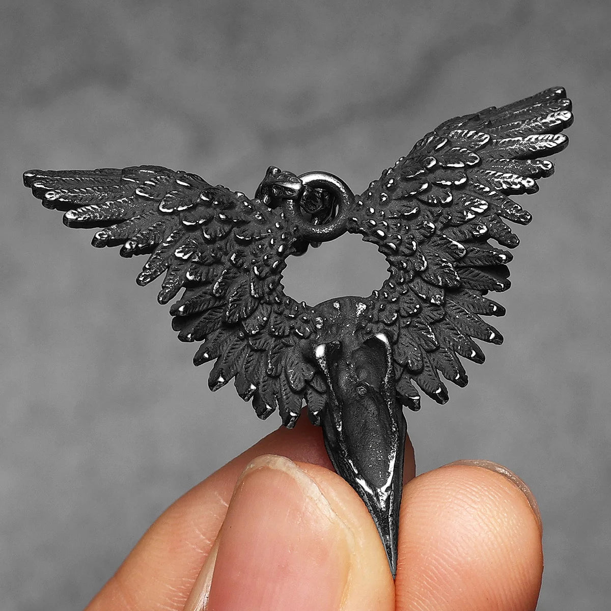 PENDRA Raven Crow Steel Necklace