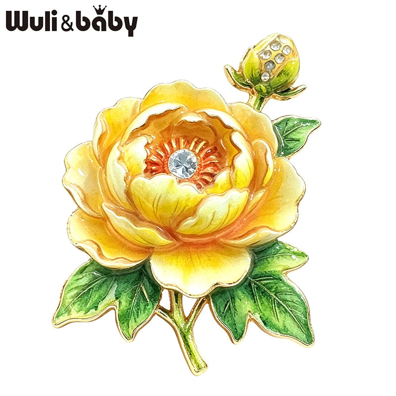 PENDRA Peonia 5-Color Rhinestone Peony Brooch