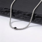 New Simple Natural Stone Chain Necklace for Men,Stainless Steel Box Chain Collars,Causal Jewelry