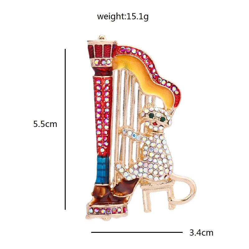 PENDRA Sparkling Music Cat Brooch
