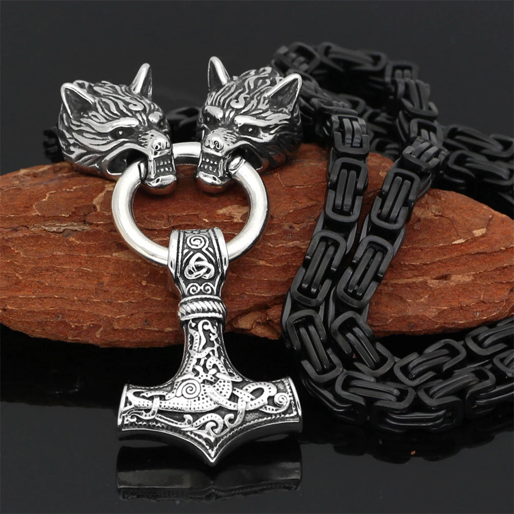 PENDRA Wolf Norse Hammer Necklace