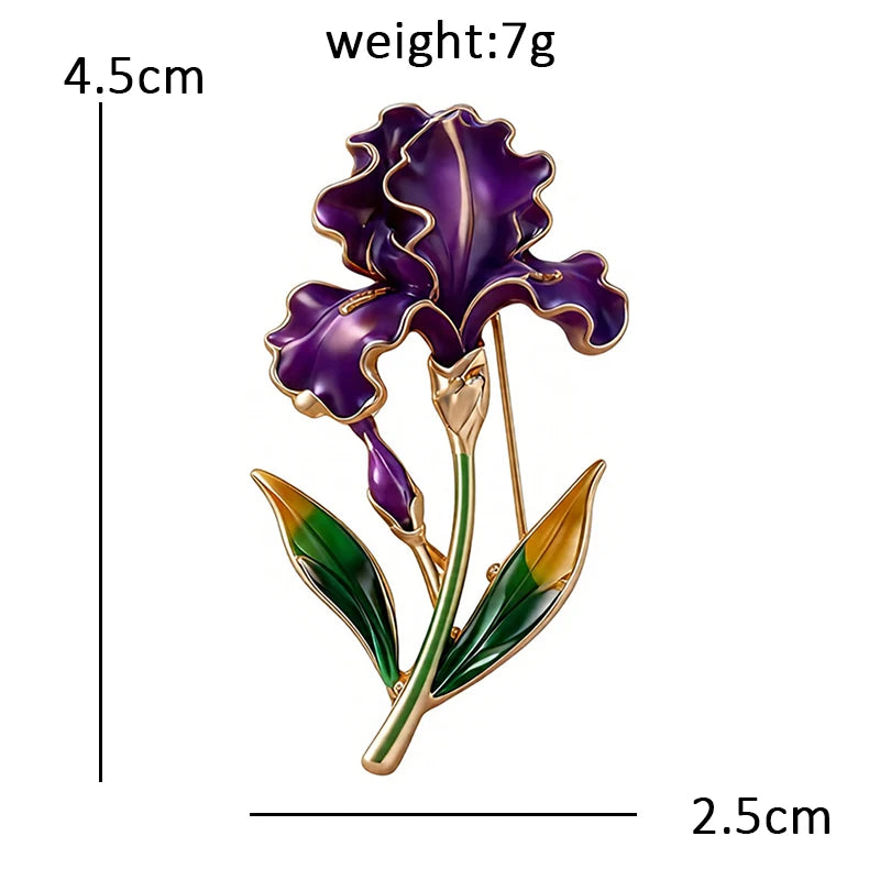 PENDRA Iriselle November Birthday Enamel Iris Brooch
