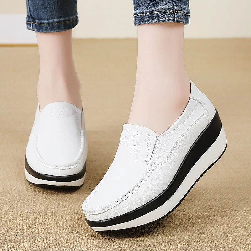 PENDRA Leather Sports Platform Shoes