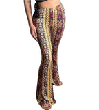 Vintage Boho Spring Floral Print Casual Pants Fashion new high elasticity tight fitting micro flared Yoga Joggers pants