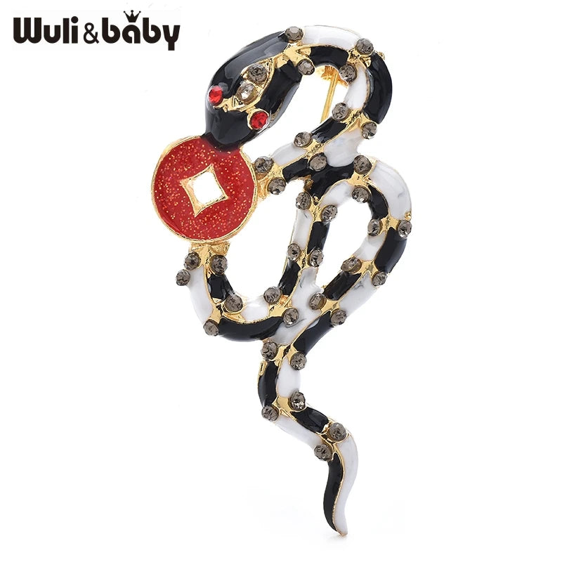 PENDRA Serpentine Enamel Snake Brooch
