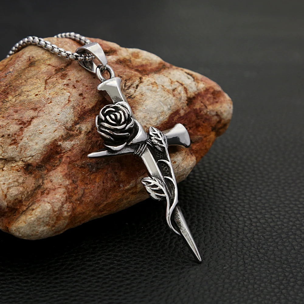 PENDRA Rosecross Vintage Rose Cross Necklace