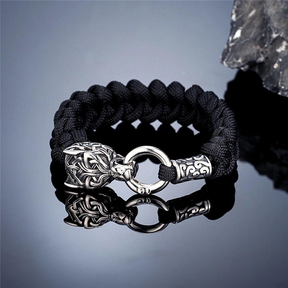 PENDRA Wolf Rune Steel Bracelet