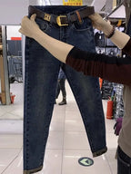 Y2k Women Jeans 2024 New High-waisted Large Size Women's Pants Radish Haren Pants Thin Stretch Nine Points Daddy Pants Fashion
