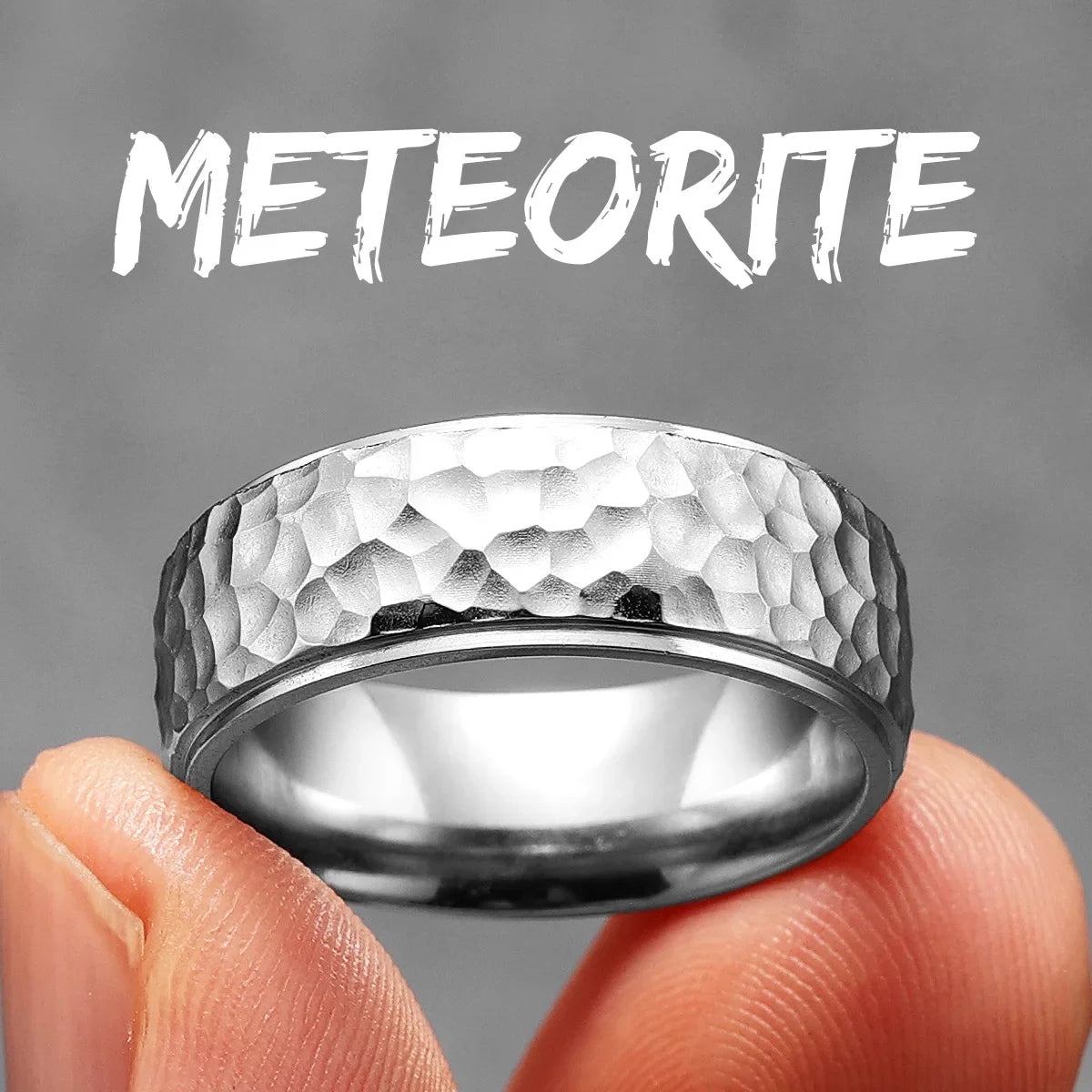 Beat Forging Meteorite Men Rings Stainless Steel Retro Punk Rock Simple Women Jewelry Fashion Accessories Gift Wholesale