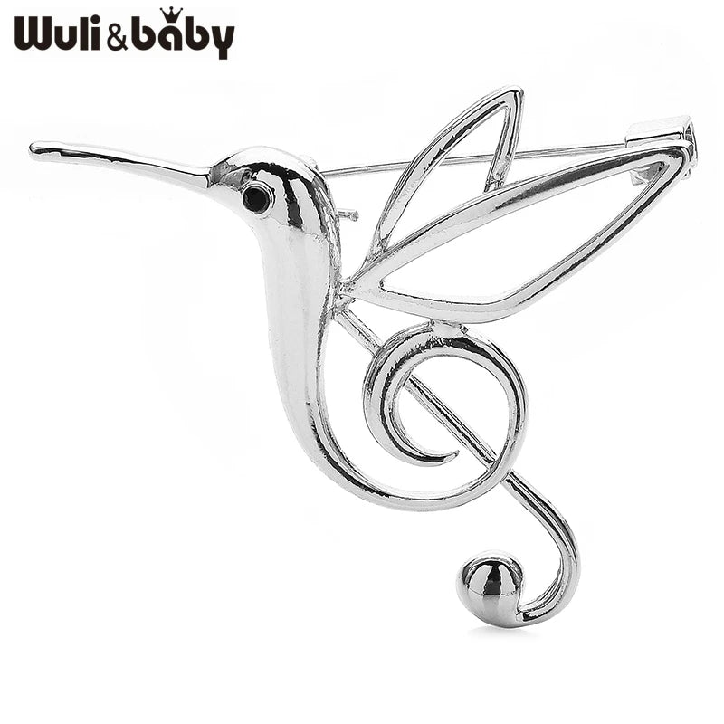 Wuli&baby Musical Notes Bird Brooches For Women Unisex 2-color Metal All-match Animal Office Party Brooch Pins Gifts