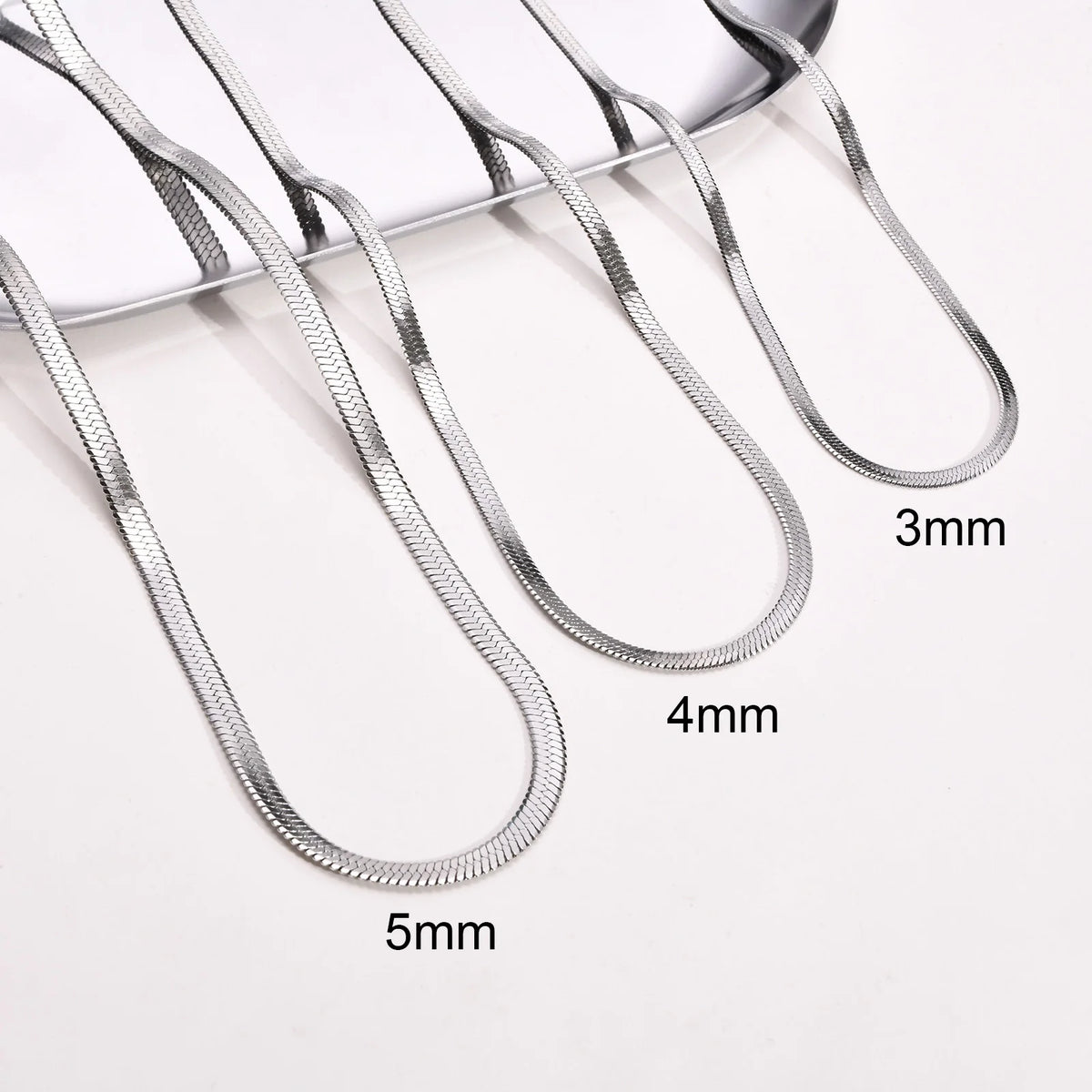 Stainless Steel Width 3mm/4mm/5mm Flat Snake Chain Choker Necklaces for Men