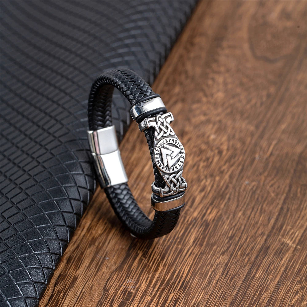 PENDRA Celtic Knot Rune Leather Bracelet