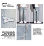 Ripped Jeans Men's 2025 Summer New Trendy Brand Ruffian Handsome Slim-fitting Elastic Straight Trendy Casual Cargo Work Pants