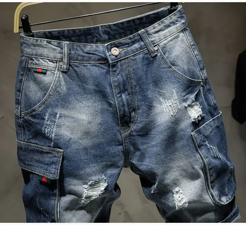 PENDRA Washed Distressed Ripped Pants
