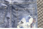 Spring and Autumn 2025 Elastic Slim Small Foot Jeans Men's Korean Trendy Versatile Luxury Clothing Trendy Graffiti Printed Pants
