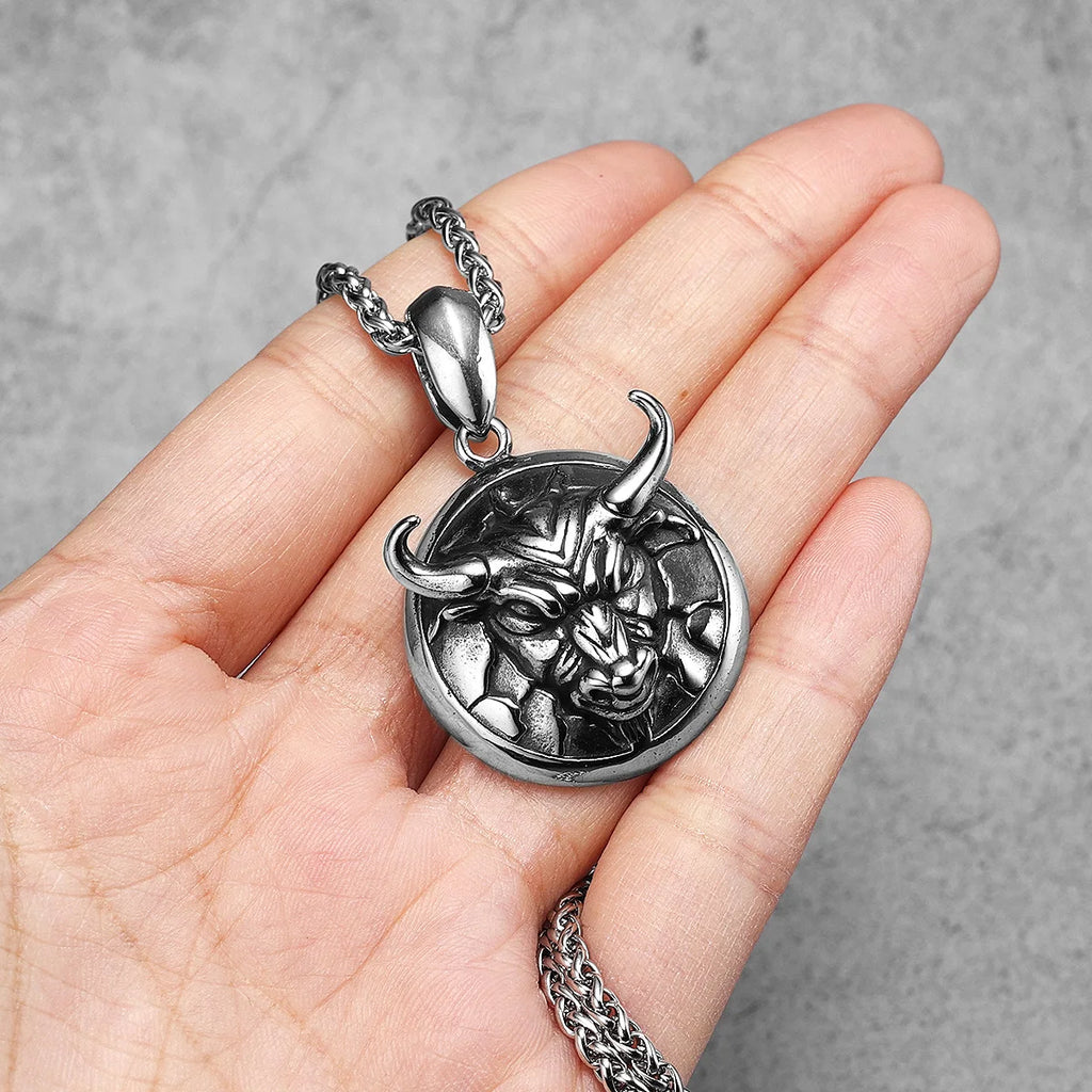 PENDRA Cattle Bull Head Steel Necklace