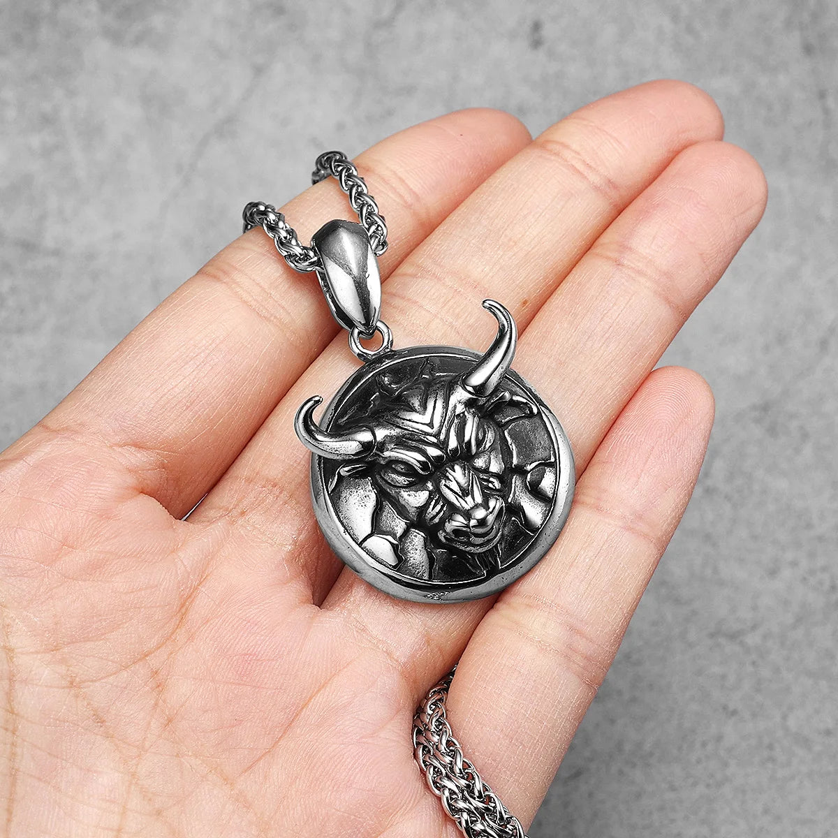 PENDRA Cattle Bull Head Steel Necklace