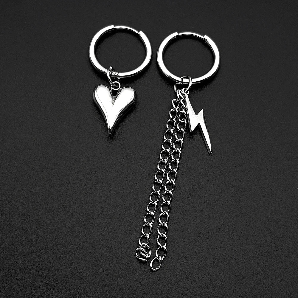 PENDRA Lightningheart Asymmetric Chain Hoop Earrings