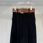 2025 winter new niche fashion solid color wide waistband drooping sensation and plush loose velvet wide leg pants