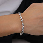 Stainless Steel Chain Bracelets for Men Boys,Infinite Link Chain Handmade Wristband,New Punk Jewelry