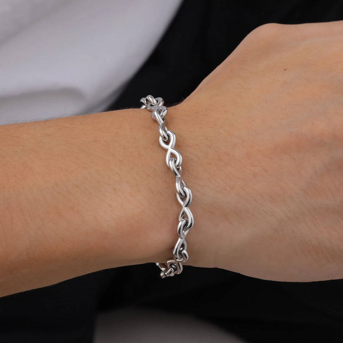 Stainless Steel Chain Bracelets for Men Boys,Infinite Link Chain Handmade Wristband,New Punk Jewelry