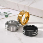 Personalized Chunky Ring for Men Boys,Engrave Initals Image Symbol Stainless Steel Ring,Stylish Jewelry Gift to Dad Husband