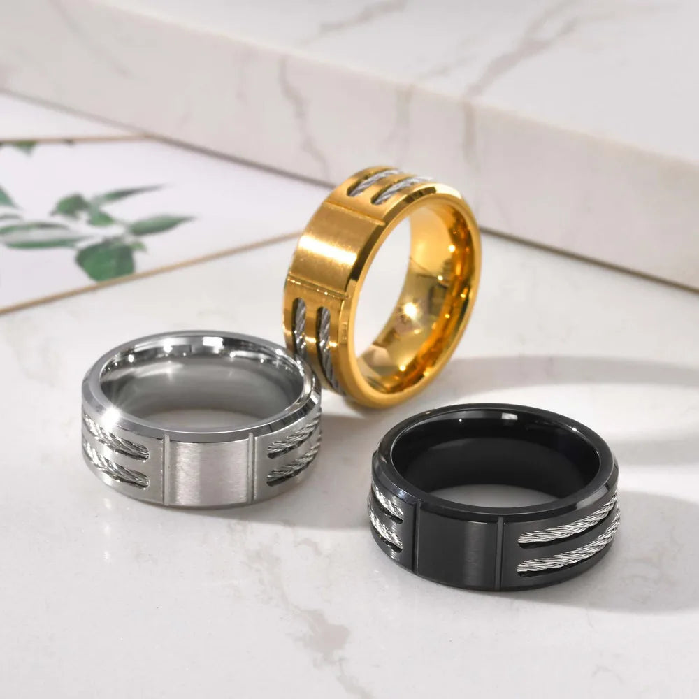 Personalized Chunky Ring for Men Boys,Engrave Initals Image Symbol Stainless Steel Ring,Stylish Jewelry Gift to Dad Husband