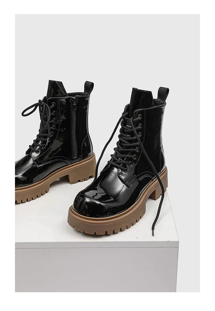 PENDRA Leather Thick Soled Boots