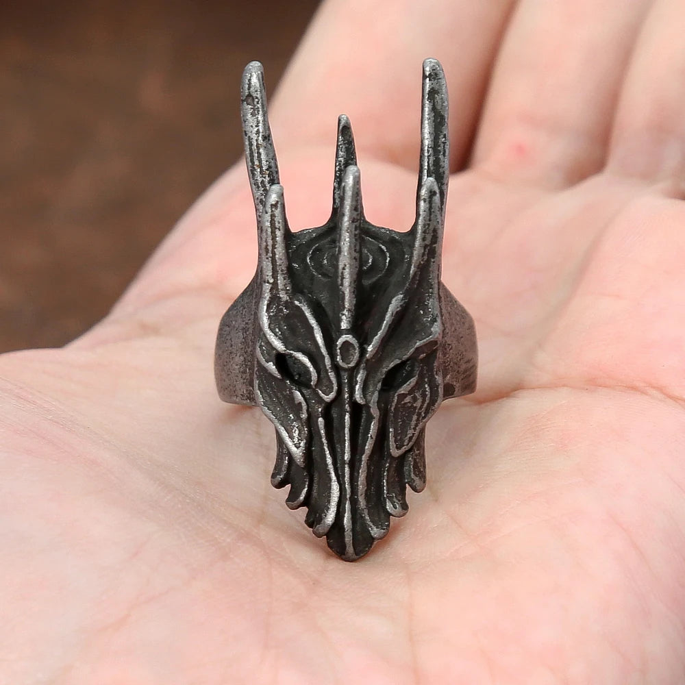 PENDRA Sauron Black Helm Gothic Ring