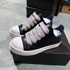 PENDRA Jumbo Noir Black Leather Low-Top Jumbo-Lace Platform Sneakers