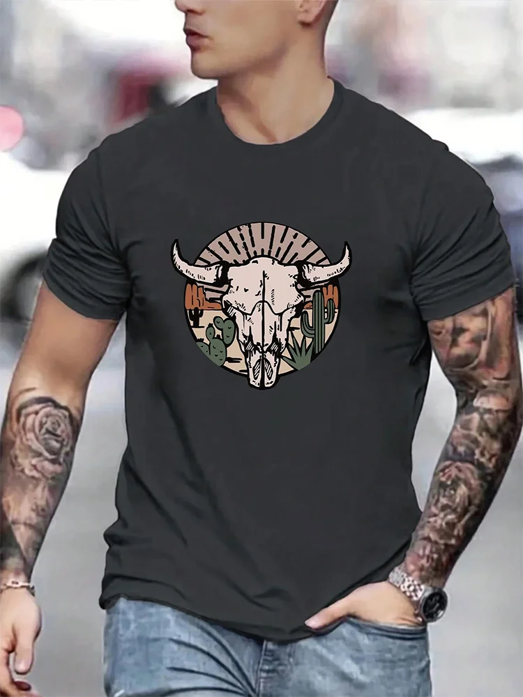 Summer Daily Casual Men's T-shirt Outdoor Street Short Sleeve Personalized Mexican Rooster Battle Print Men's Crewneck T-shirt