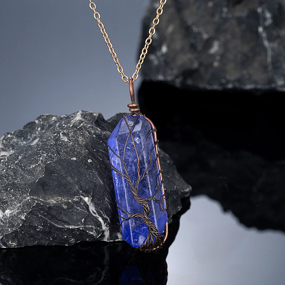 PENDRA Tree Life Crystal Chain Necklace