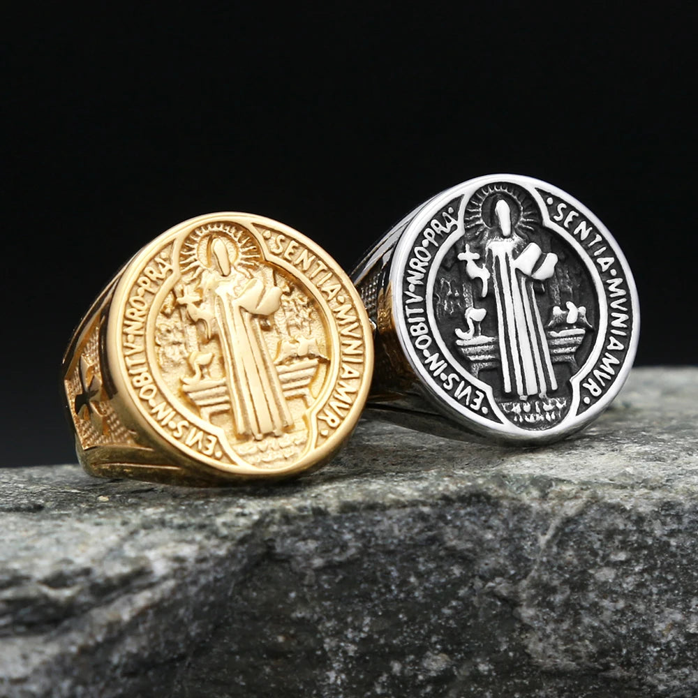 PENDRA Benedictus 316L Stainless Steel Saint Benedict Ring