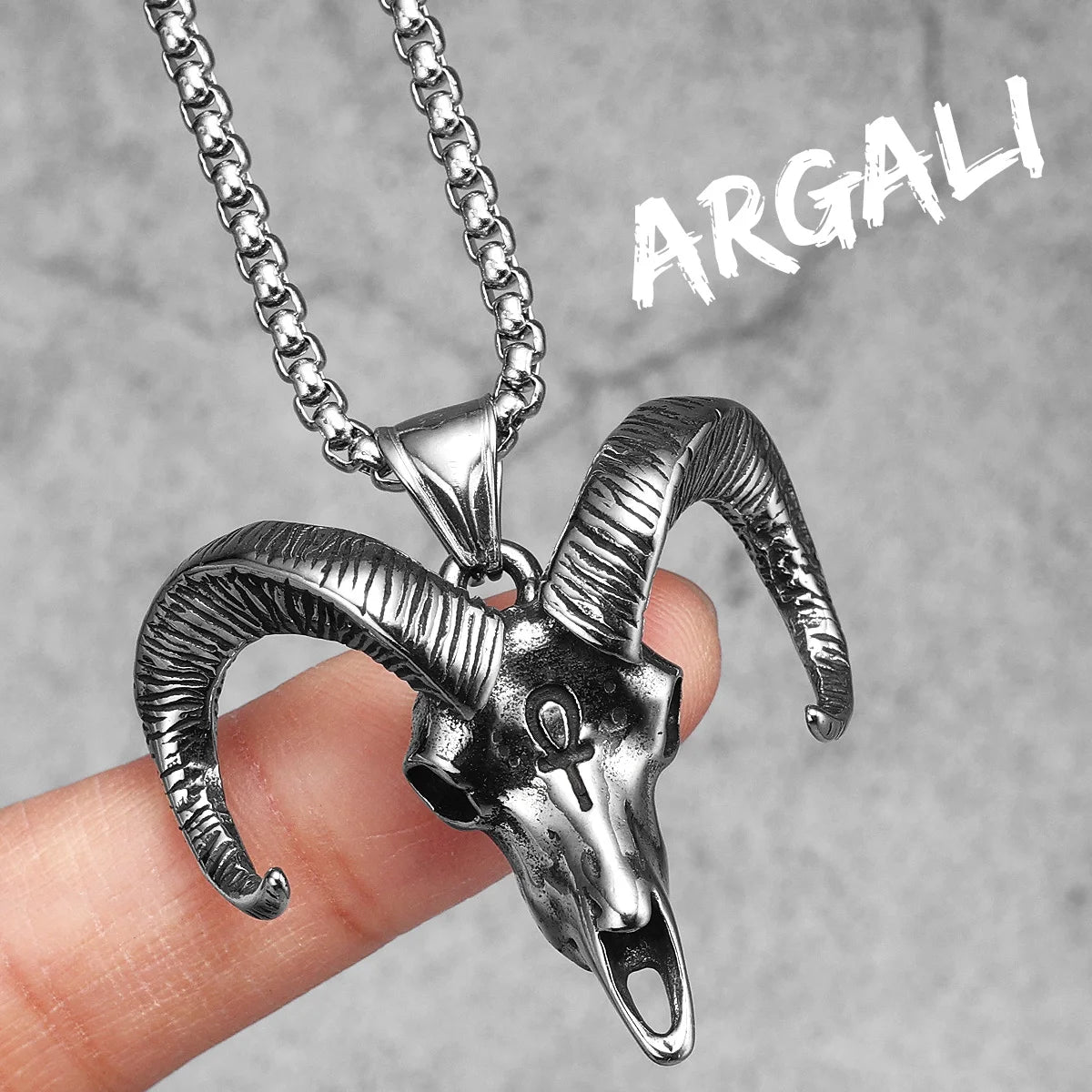 Goat Skull Men's Stainless Steel Pendant Necklace Gothic Egyptian Cross Symbol Occult Jewelry Punk Biker Animal Sweetwear Gift