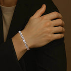 White Zircon Cuban Bracelet for Men Boys,16-21CM Never Fade Curb Chain Links Wristband,Hip Hop Cool Simple Jewelry Gift